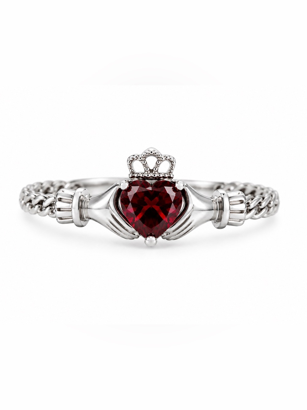 Sterling Silver 925 Heart Claddagh Adjustable Ring